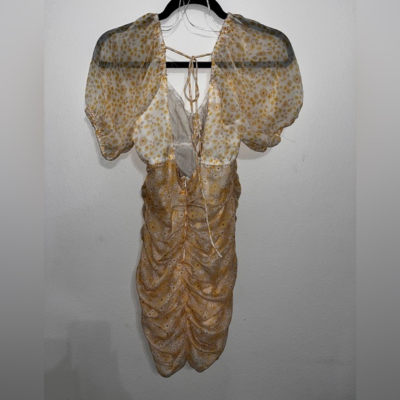 Free People floral mini dress in yellow with cream - Picture 2 of 4